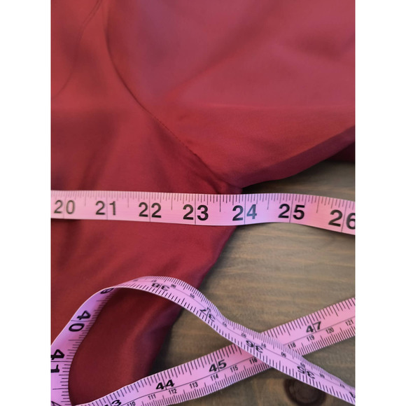 Silk Land Silk Blouse Women's 16 Red Button Down Embroidered Beaded Long Sleeve - Picture 11 of 13